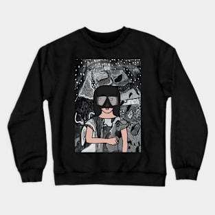 Unique FemaleMask NFT named Mathilde with Dark Eyes Crewneck Sweatshirt